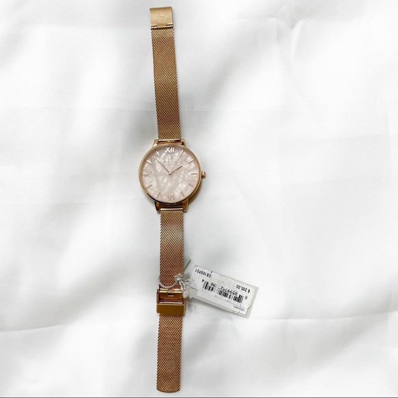 OLIVIA BURTON SEMI PRECIOUS ROSE GOLD MESH WATCH - Picture 6 of 10